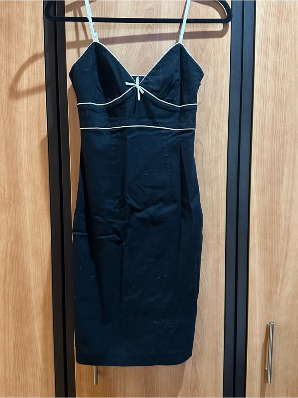 Express Black Mini Sheath Dress with Cream Contrast Trim